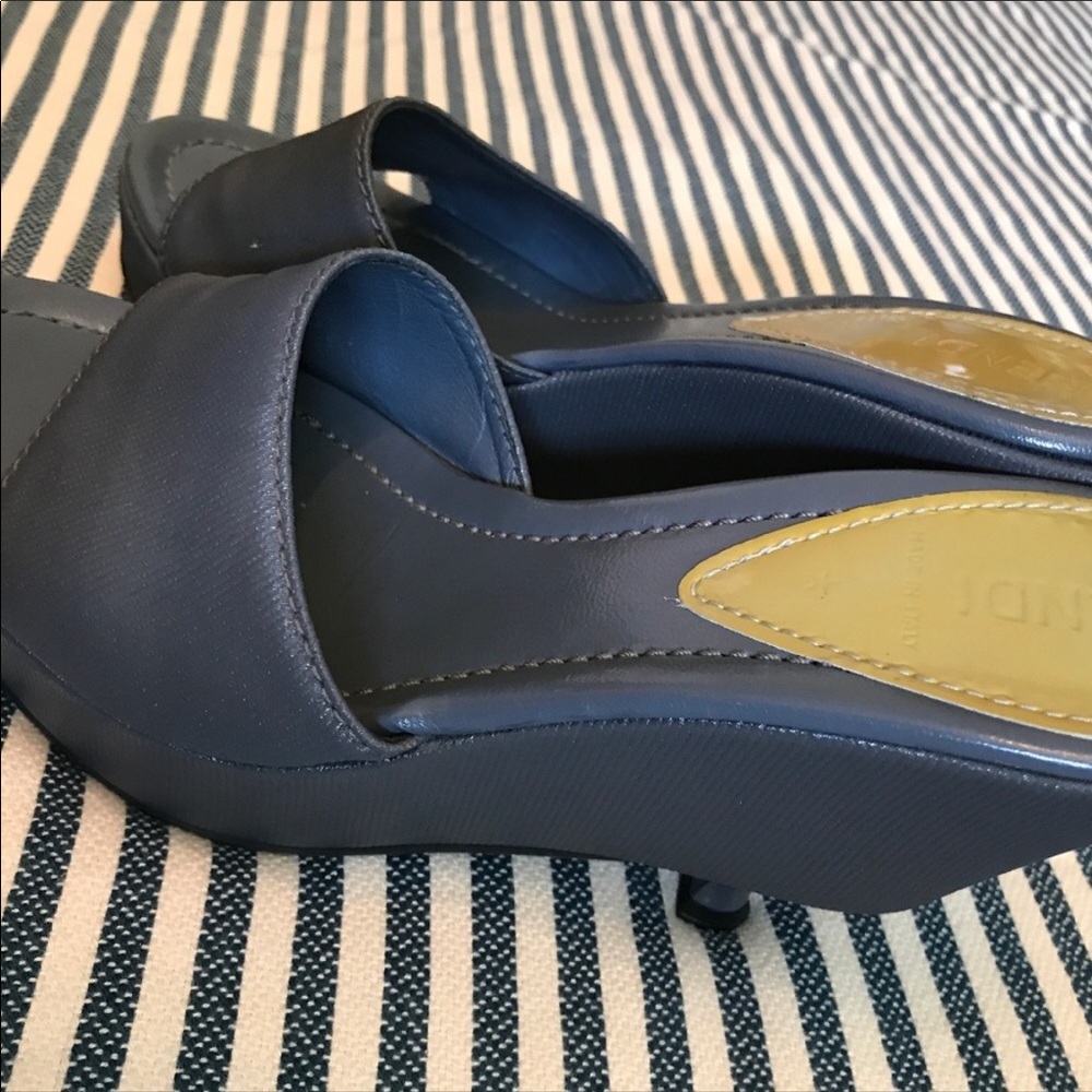 Authentic FENDI platform wedge slide sandals 7 37